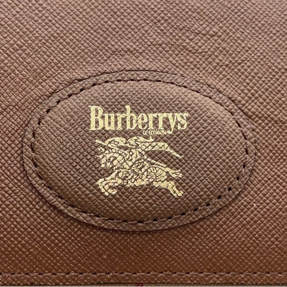 Burberrys Beige Brown Canvas and Leather Check Pattern Clutch Bag - Vintage - Picture 12 of 13